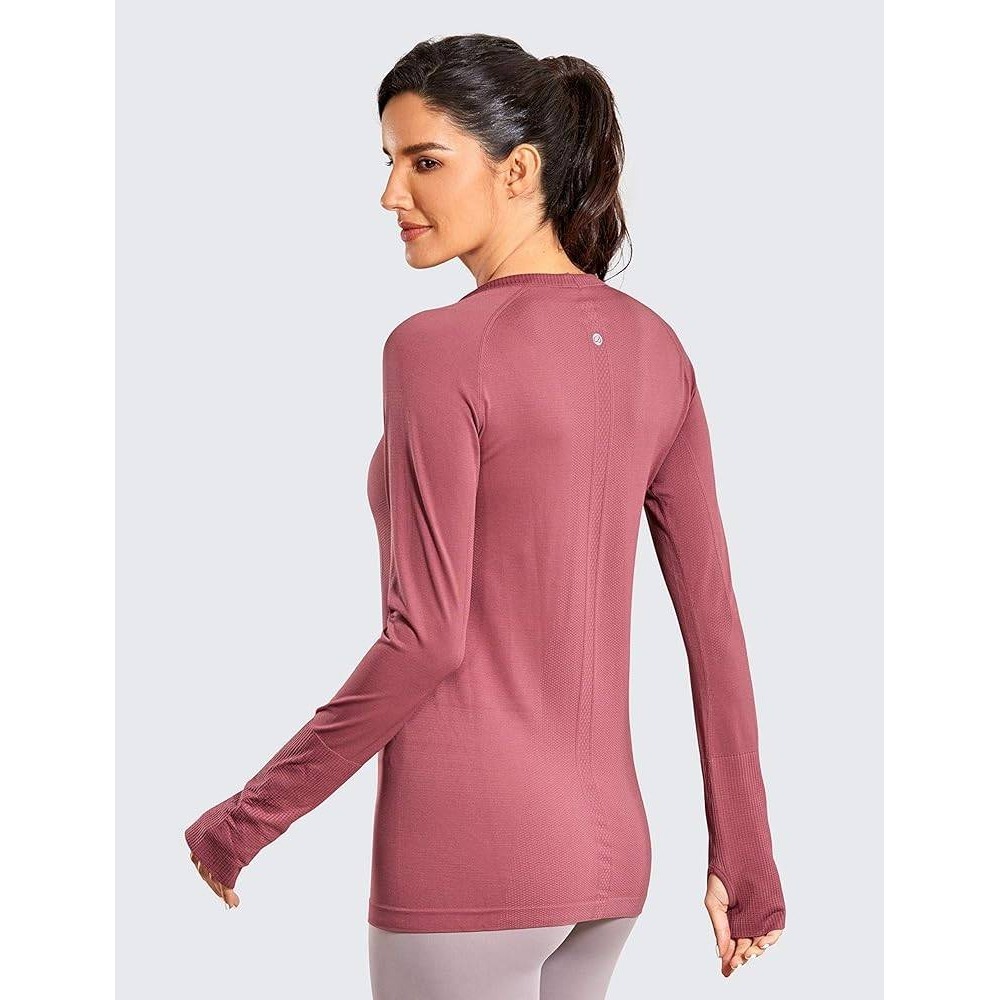 CRZ YOGA Womens Seamless Long Sleeve Training Shirt Thumbholes Mauve Large L - Picture 4 of 7